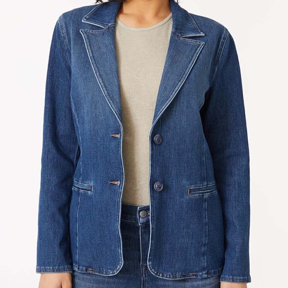 LEVEL 99 Coco Denim Stretch Blazer Jean Jacket Size Small